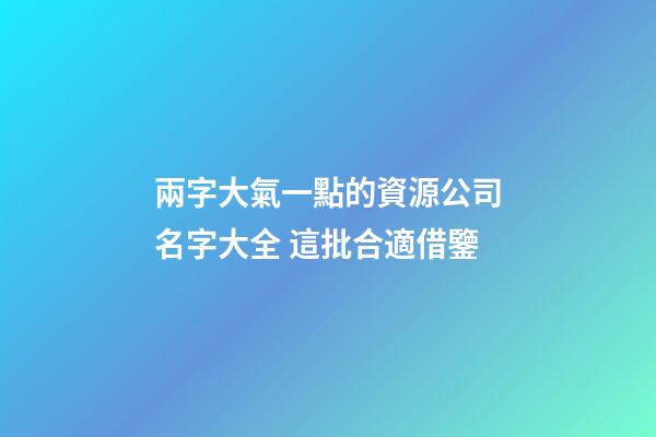 兩字大氣一點的資源公司名字大全 這批合適借鑒-第1張-公司起名-玄機派